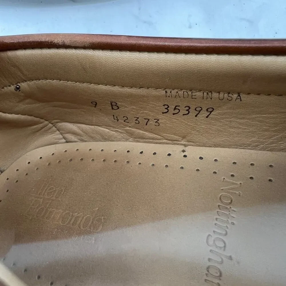 Allen Edmonds Mens 9 Loafers Brown Leather Nottingham Flap Slip On Shoes